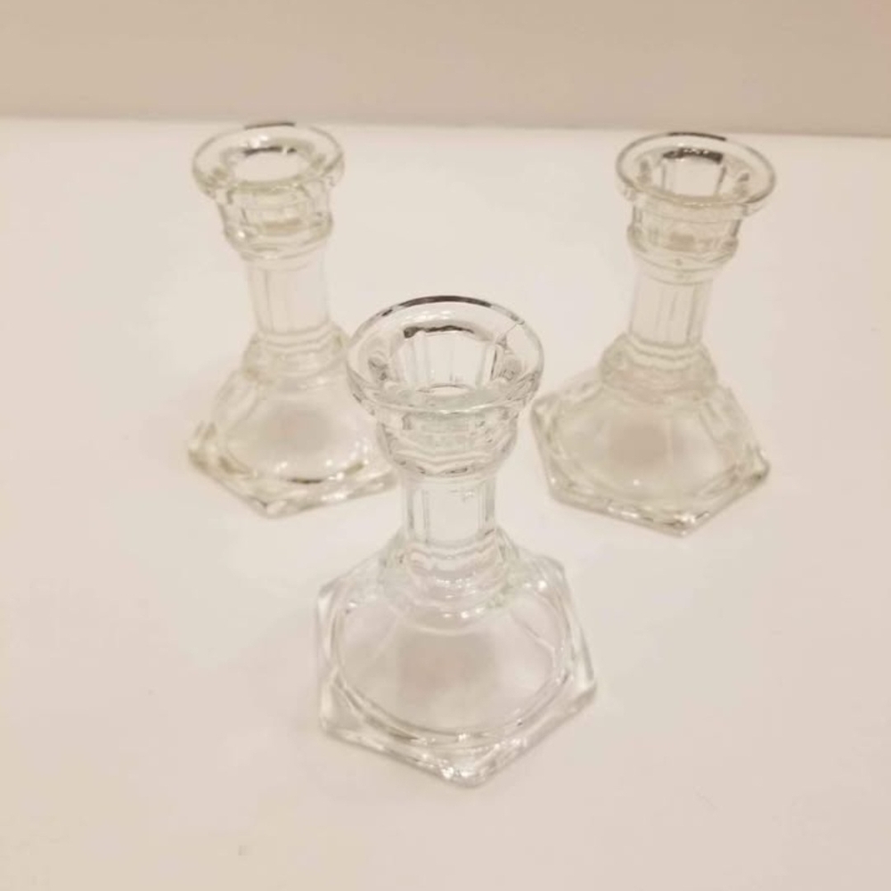 Home Interiors Clear Glass Candle Holders